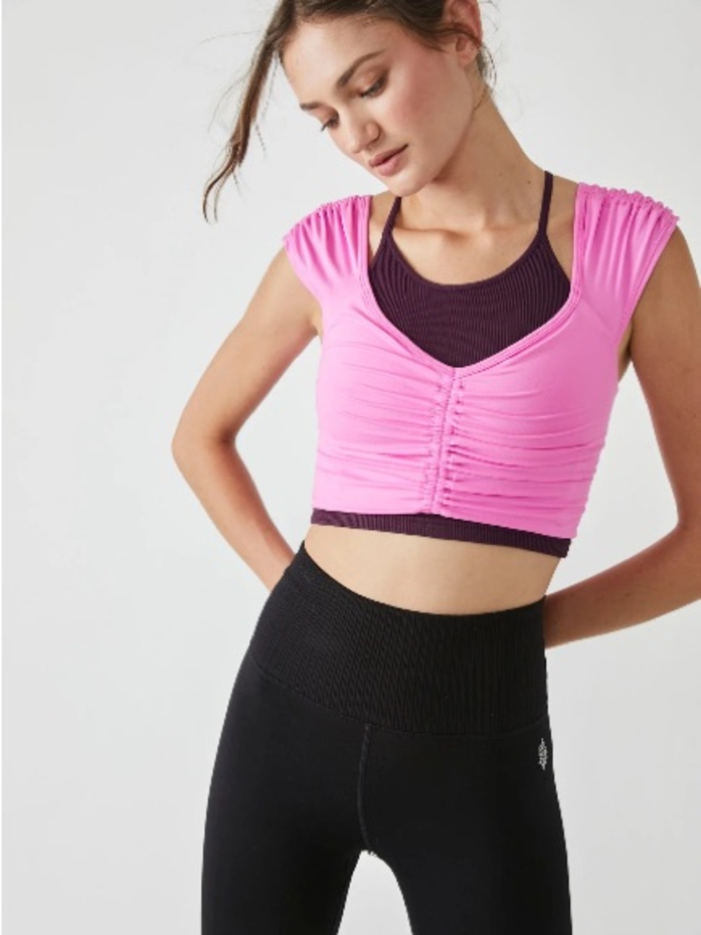 FREE PEOPLE Movement Breathe Deeper Cami Active Workout Yoga in Magenta Minx M